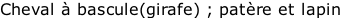 Cheval à bascule(girafe) ; patère et lapin